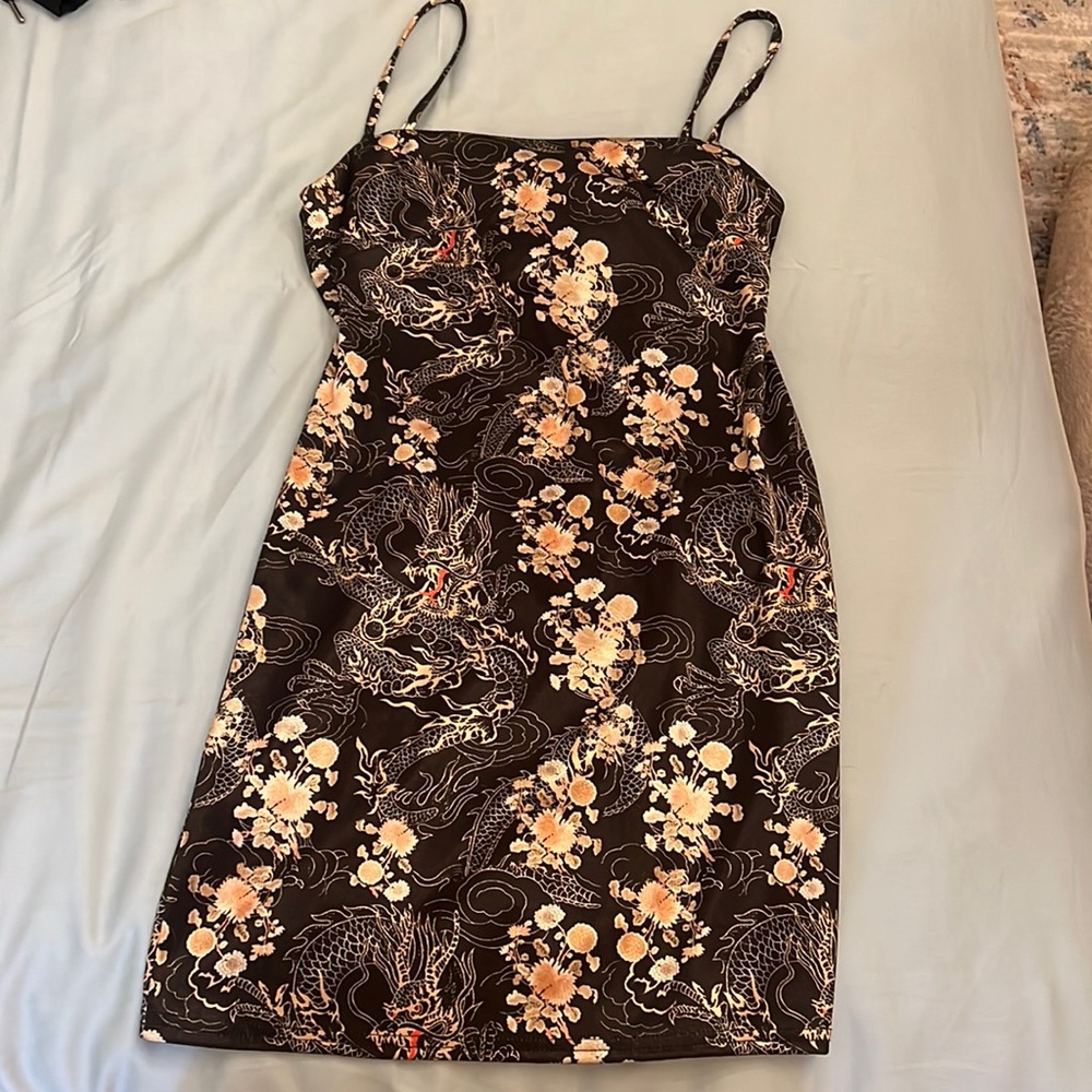 Urban Outfitters black and gold mini dress stretch